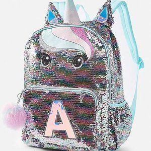 Girls Unicorn Sequins Backpack Initial Z - S - D